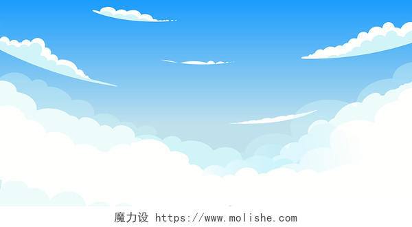 蓝色简约小清新云朵云层天空云彩展板背景